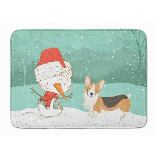 Carolines Treasures Tricolor Pembroke Corgi Snowman Christmas Machine Washable Memory Foam Mat CK2061RUG - main